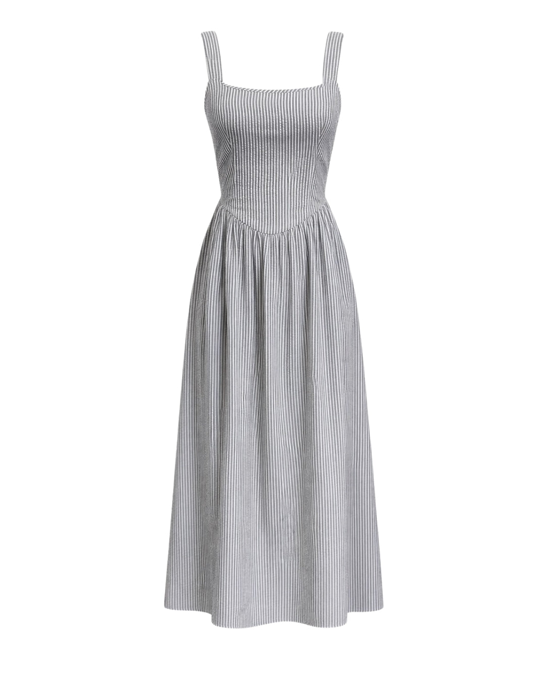 Jules - Lightweight Tie Back Midi Dress In Black Stripe - Shopthatapp.ca