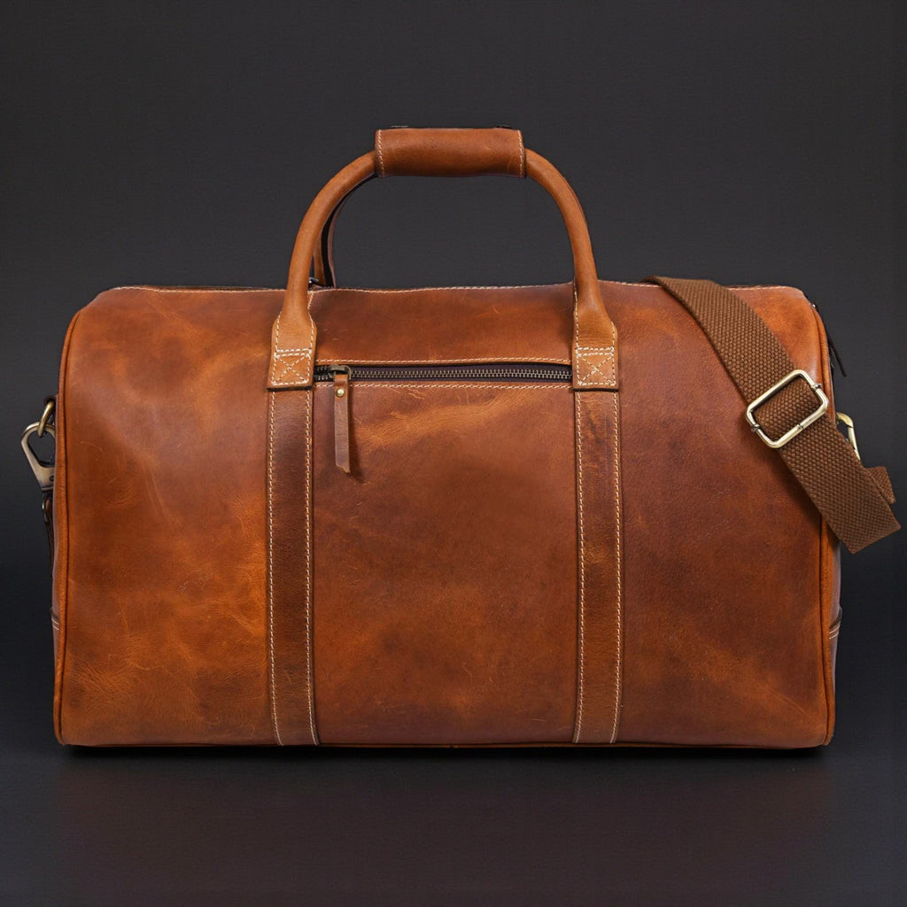 The Wayfarer Bag - Cognac Classic Full-Grain Leather Duffle Bag - Www.Shopthatapp.ca