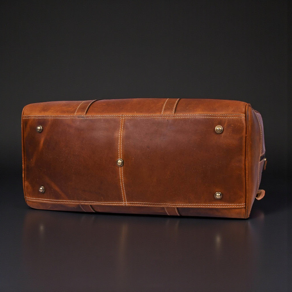 The Wayfarer Bag - Cognac Classic Full-Grain Leather Duffle Bag - Www.Shopthatapp.ca