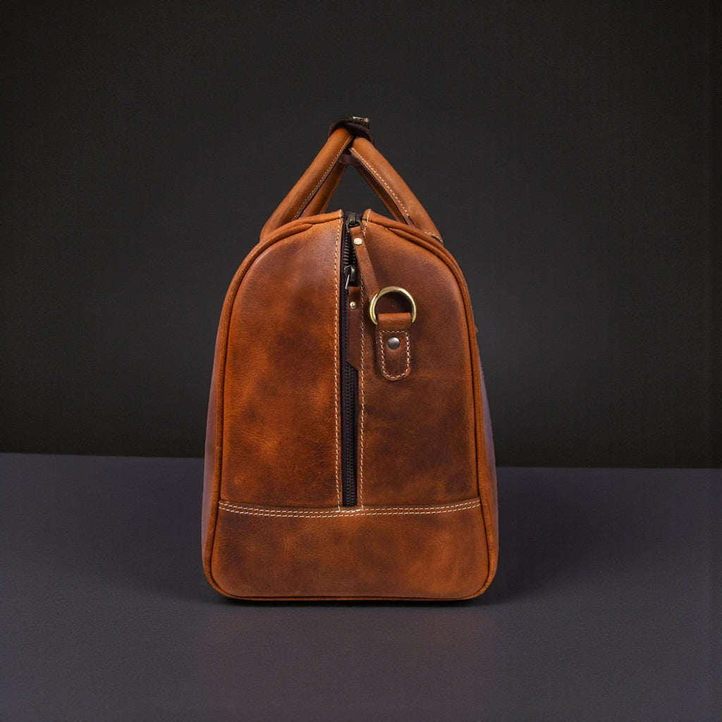 The Wayfarer Bag - Cognac Classic Full-Grain Leather Duffle Bag - Www.Shopthatapp.ca