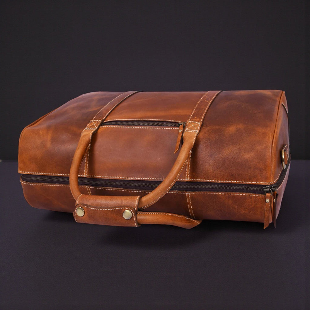 The Wayfarer Bag - Cognac Classic Full-Grain Leather Duffle Bag - Www.Shopthatapp.ca