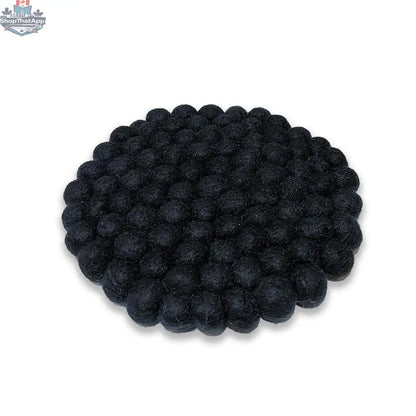 Black Felt Ball Trivet – Hand-Felted New Zealand Wool, 20 cm Round - Shopthatapp.ca