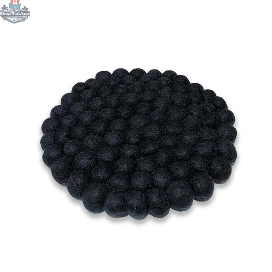 Black Felt Ball Trivet – Hand-Felted New Zealand Wool, 20 cm Round - Shopthatapp.ca