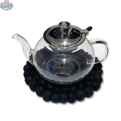 Black Felt Ball Trivet – Hand-Felted New Zealand Wool, 20 cm Round - Shopthatapp.ca