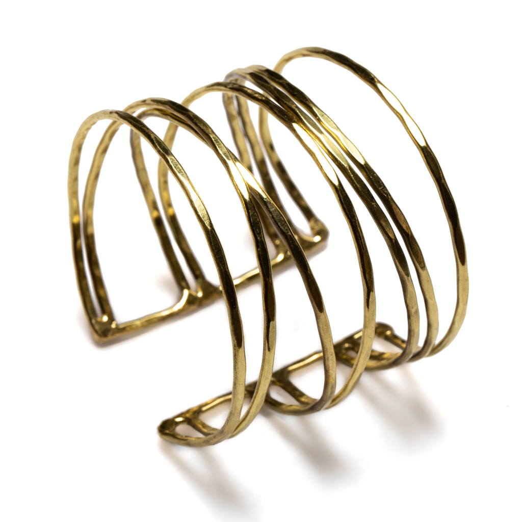 Open Strand Metal Cuff in Gold Colour - Stylish Gold Open Strand Metal Cuff - Shopthatapp.ca
