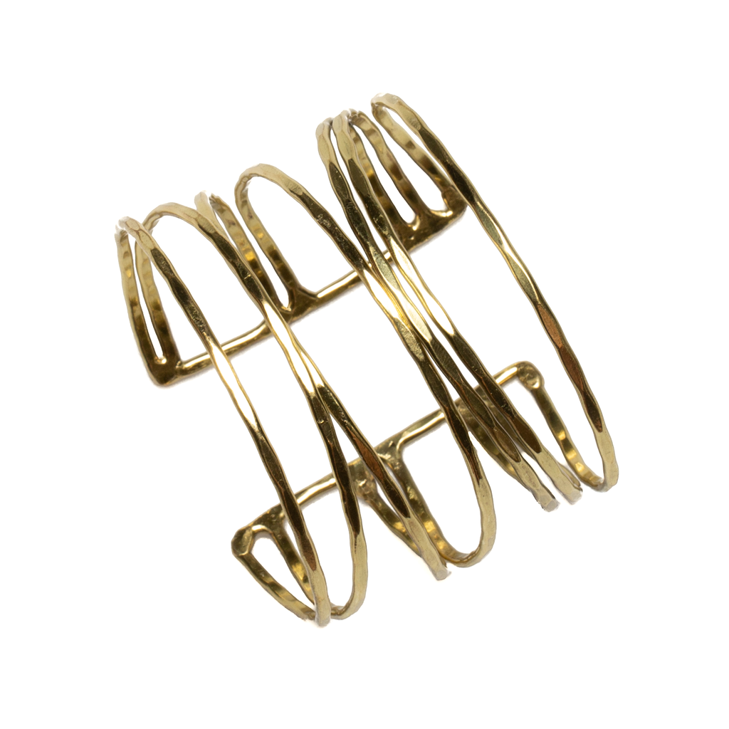 Open Strand Metal Cuff in Gold Colour - Stylish Gold Open Strand Metal Cuff - Shopthatapp.ca