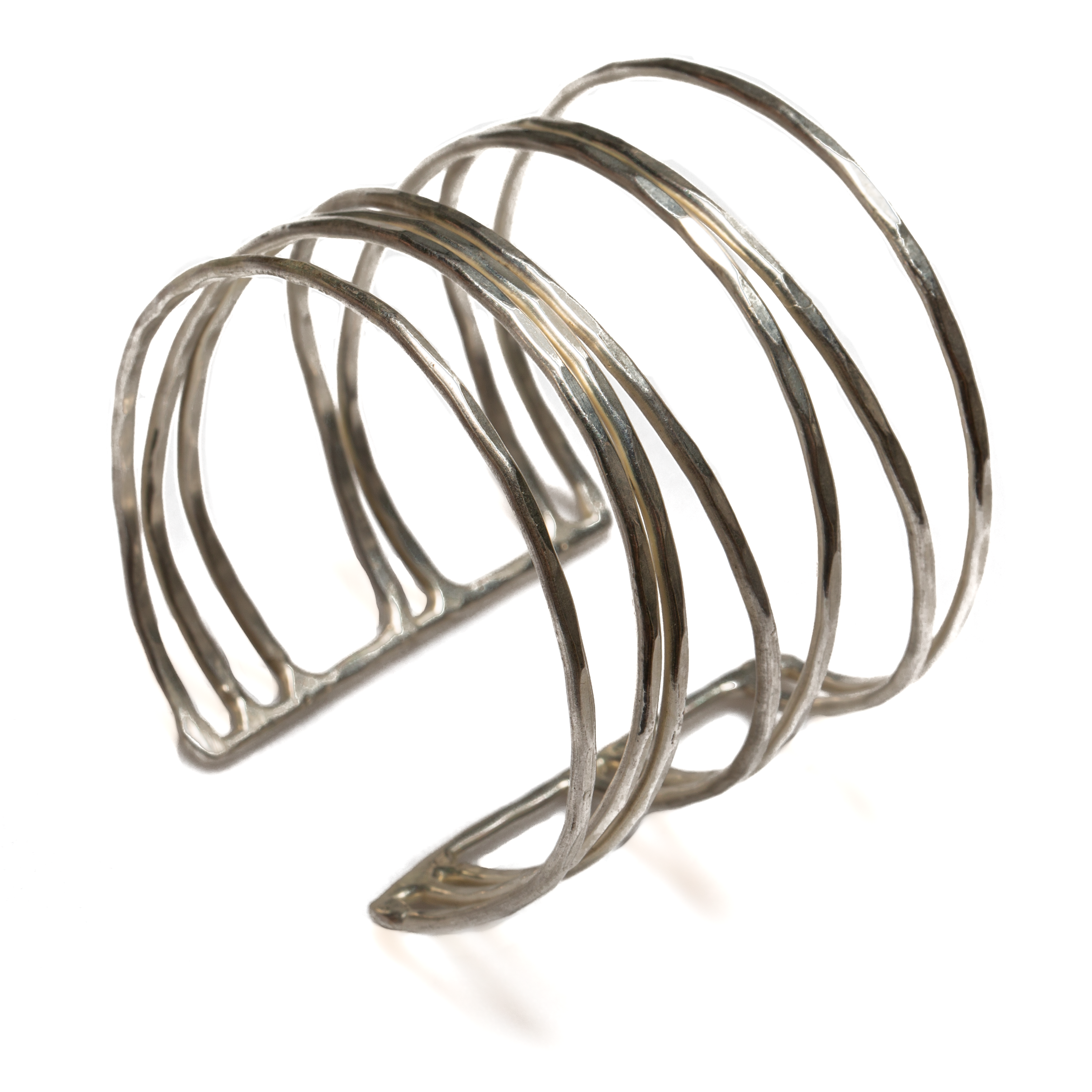 Open Strand Metal Cuff in Silver Colour - Unique Silver Open Strand Metal Cuff Design - Shopthatapp.ca