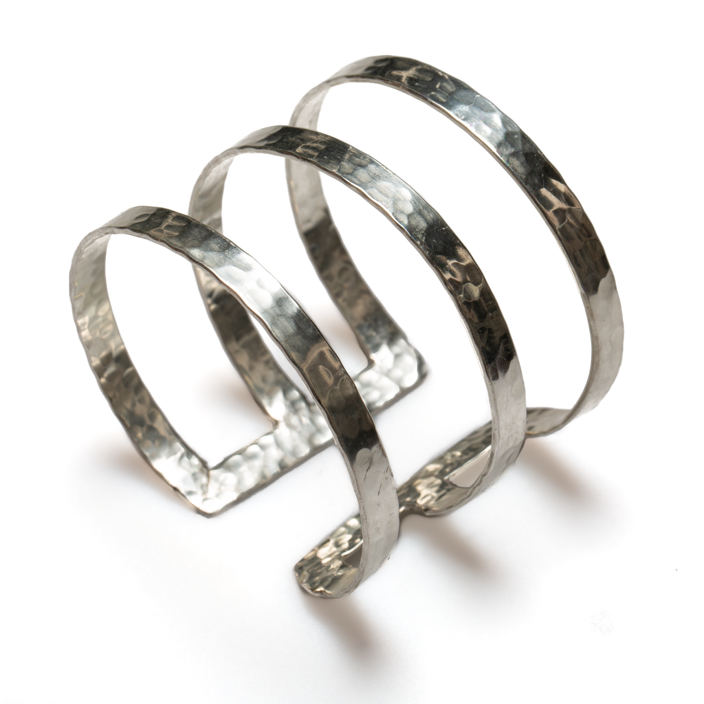 Triple Bar Metal Cuff - Silver Colour - Shopthatapp.ca