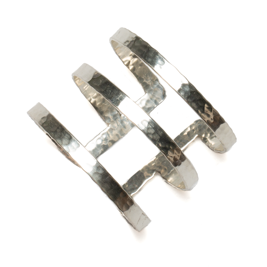 Triple Bar Metal Cuff - Silver Colour - Shopthatapp.ca