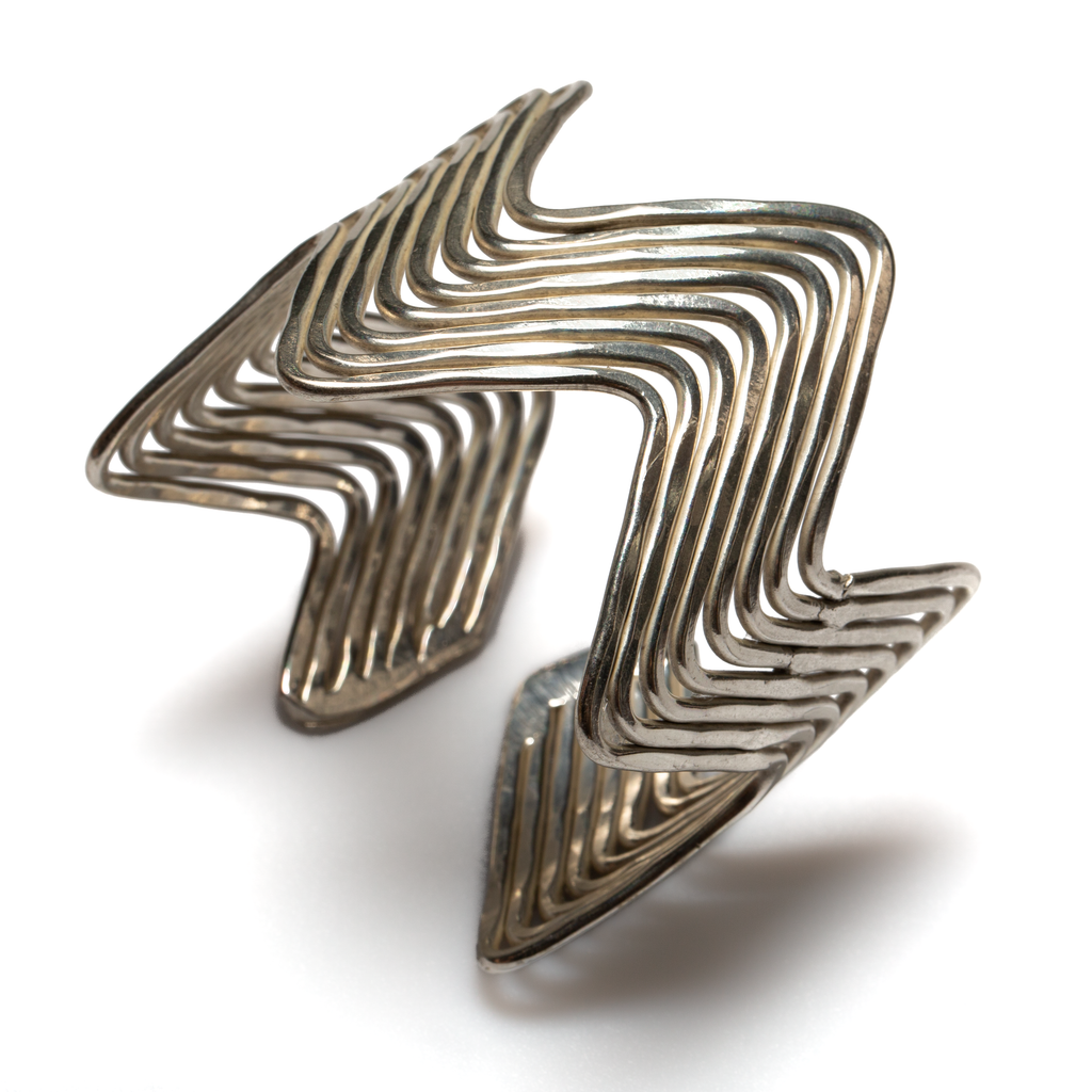 Multi Strand Wave Cuff Bracelet - Silver Colour Metal Accessory - Shopthatapp.ca