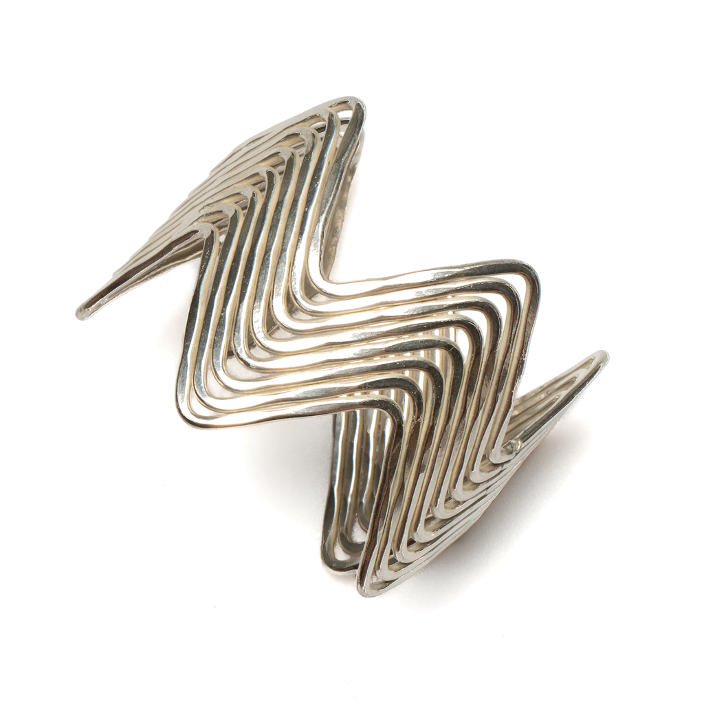 Multi Strand Wave Cuff Bracelet - Silver Colour Metal Accessory - Shopthatapp.ca