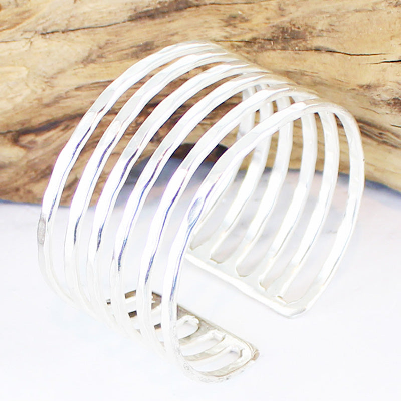 Six Strand Metal Cuff Silver - Elegant Accessory for Any Occasion - Shopthatapp.ca