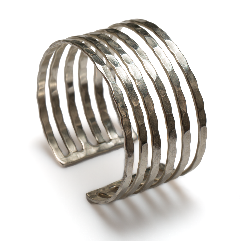 Six Strand Metal Cuff Silver - Elegant Accessory for Any Occasion - Shopthatapp.ca