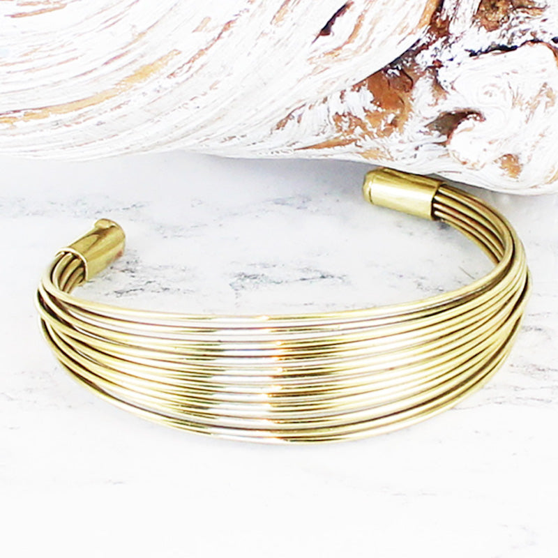 Multi Strand Wire Metal Cuff - Gold Colour - Shopthatapp.ca