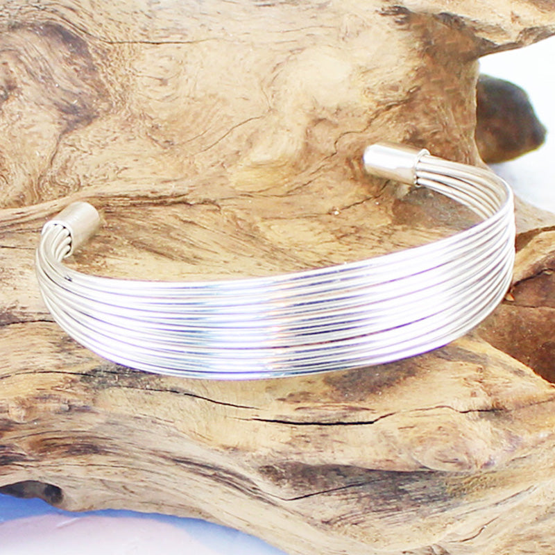 Multi Strand Wire Cuff Bracelet in Silver Colour - Shopthatapp.ca