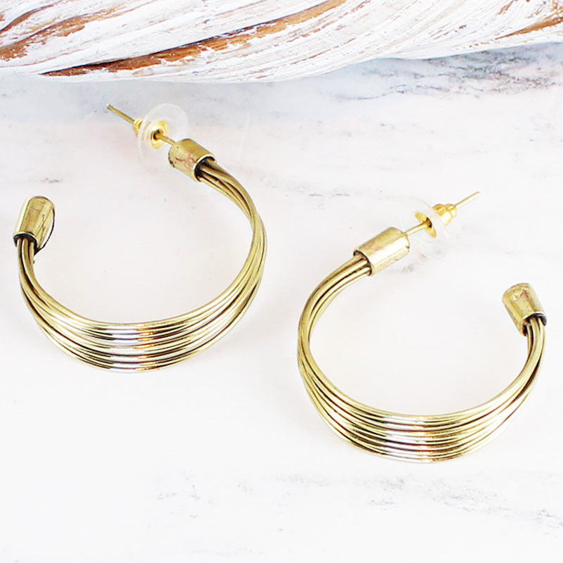 Wire Loop Metal Earrings Gold Colour - Stylish and Elegant Statement Jewelry - Shopthatapp.ca