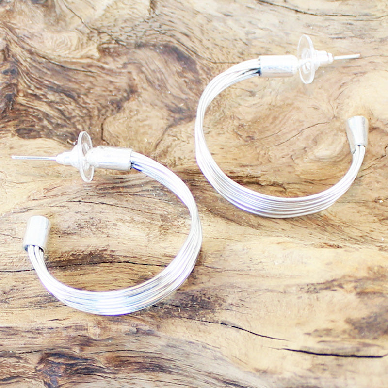 Wire Loop Metal Earrings - Silver Colour - Shopthatapp.ca