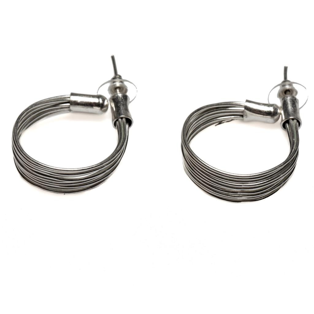 Wire Loop Metal Earrings - Silver Colour - Shopthatapp.ca