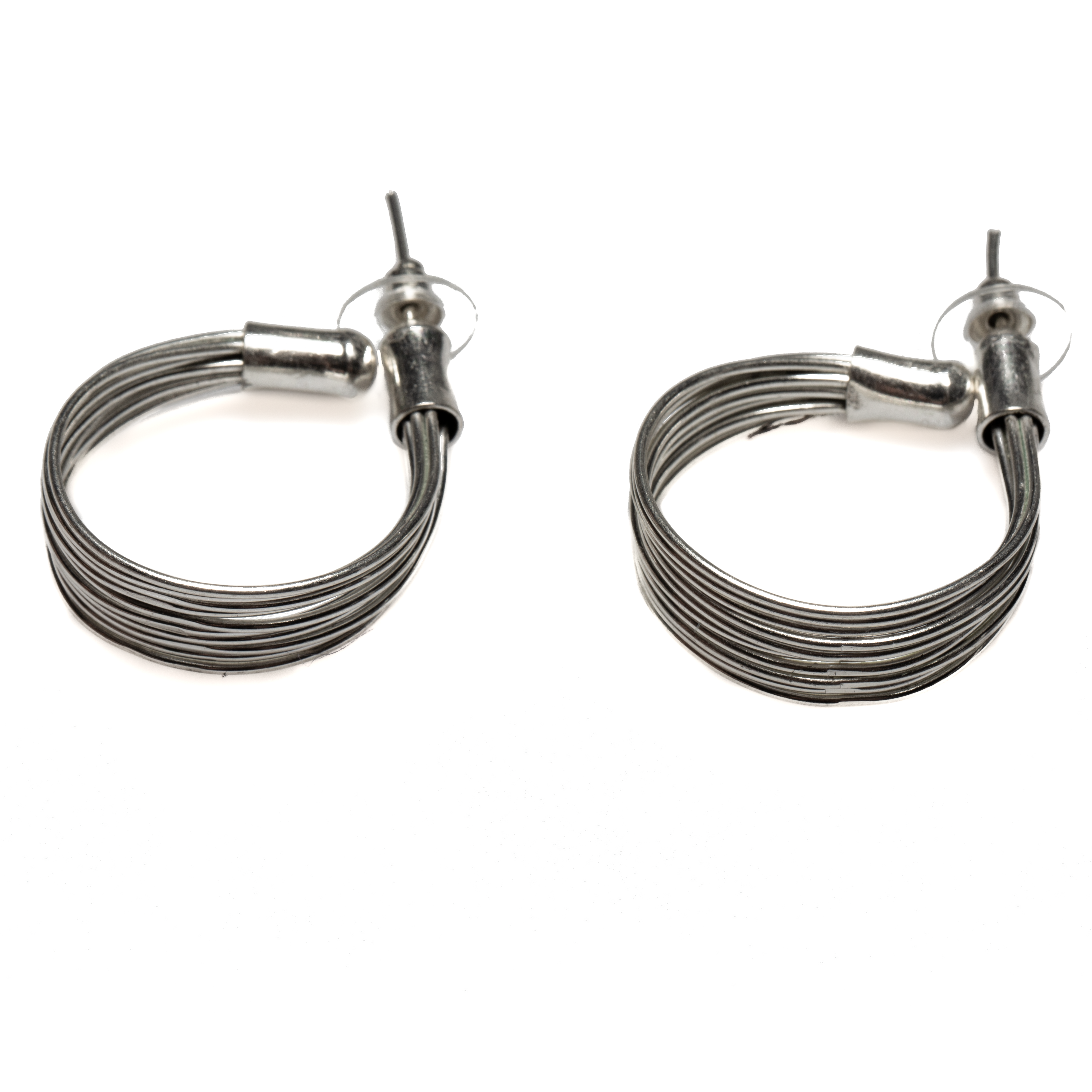 Wire Loop Metal Earrings - Silver Colour - Shopthatapp.ca