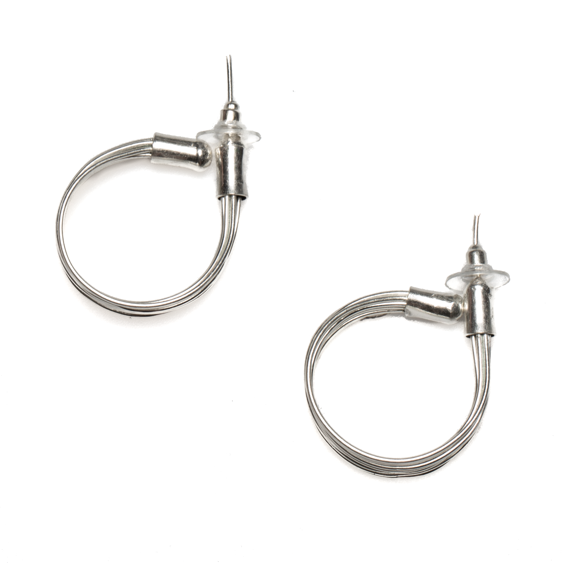 Wire Loop Metal Earrings - Silver Colour - Shopthatapp.ca