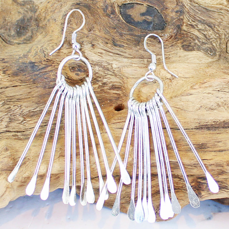 Metal Matchstick Earrings - Silver Colour - Shopthatapp.ca