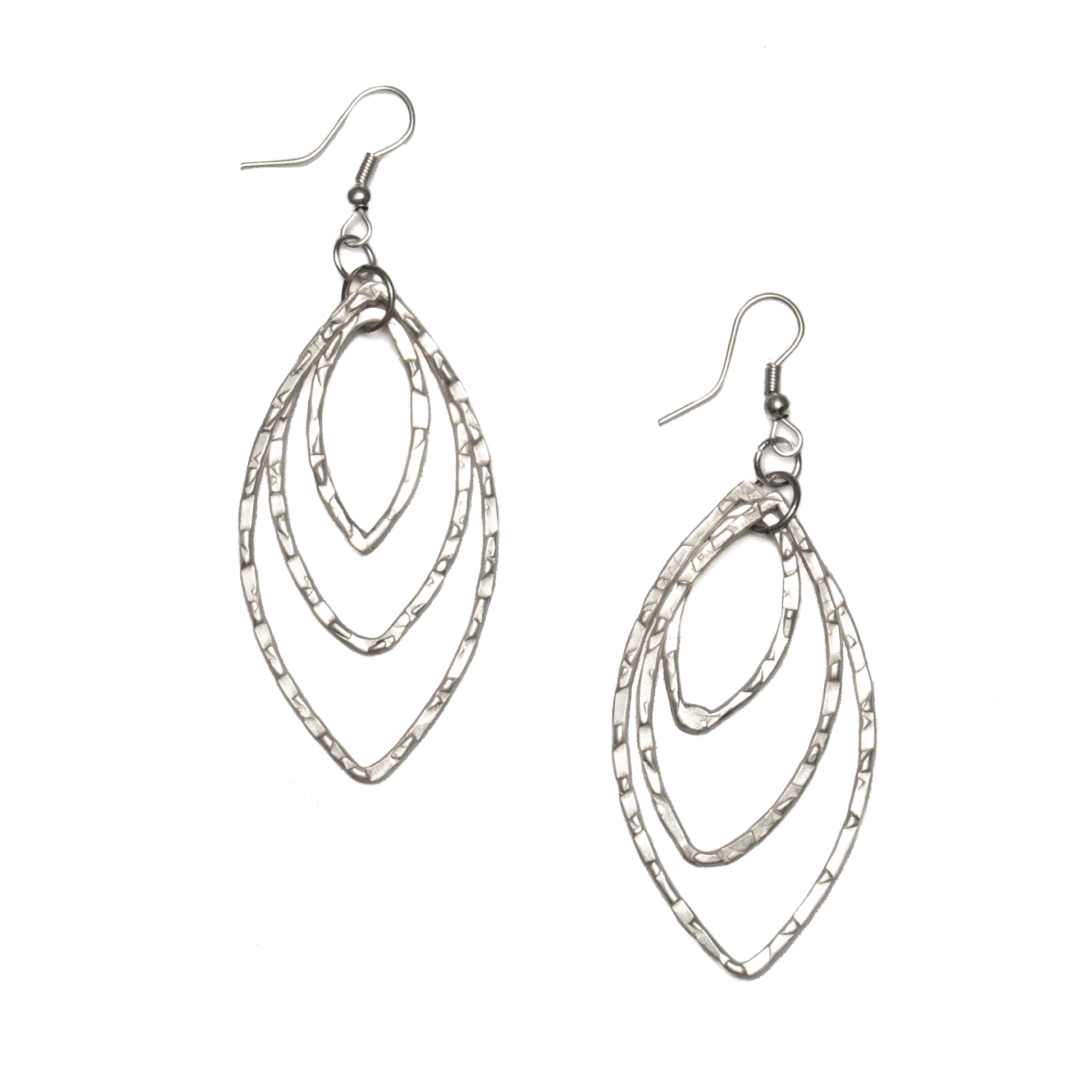 Triple Oval Metal Earrings Silver Colour - Elegant Silver Jewelry - Shopthatapp.ca