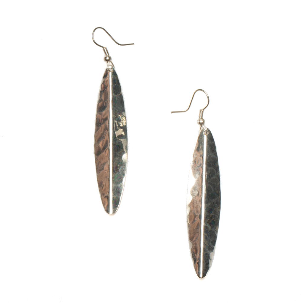 Long Leaf Metal Earrings - Silver Colour - Shopthatapp.ca