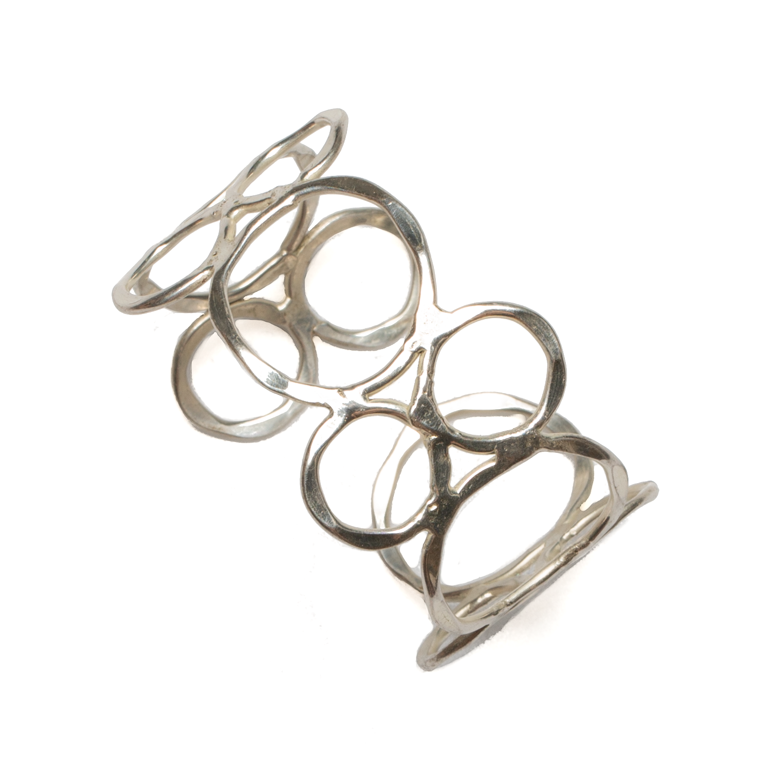 Open Circles Metal Cuff - Silver Colour - Shopthatapp.ca