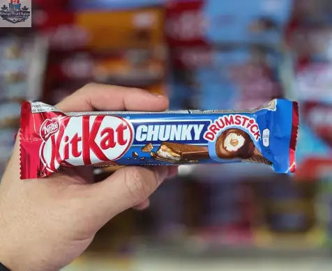 Chocolate KitKat Chunky Drumstick snack bar by Snack Bar Co, showing the crispy wafer and chocolate coating in the image.