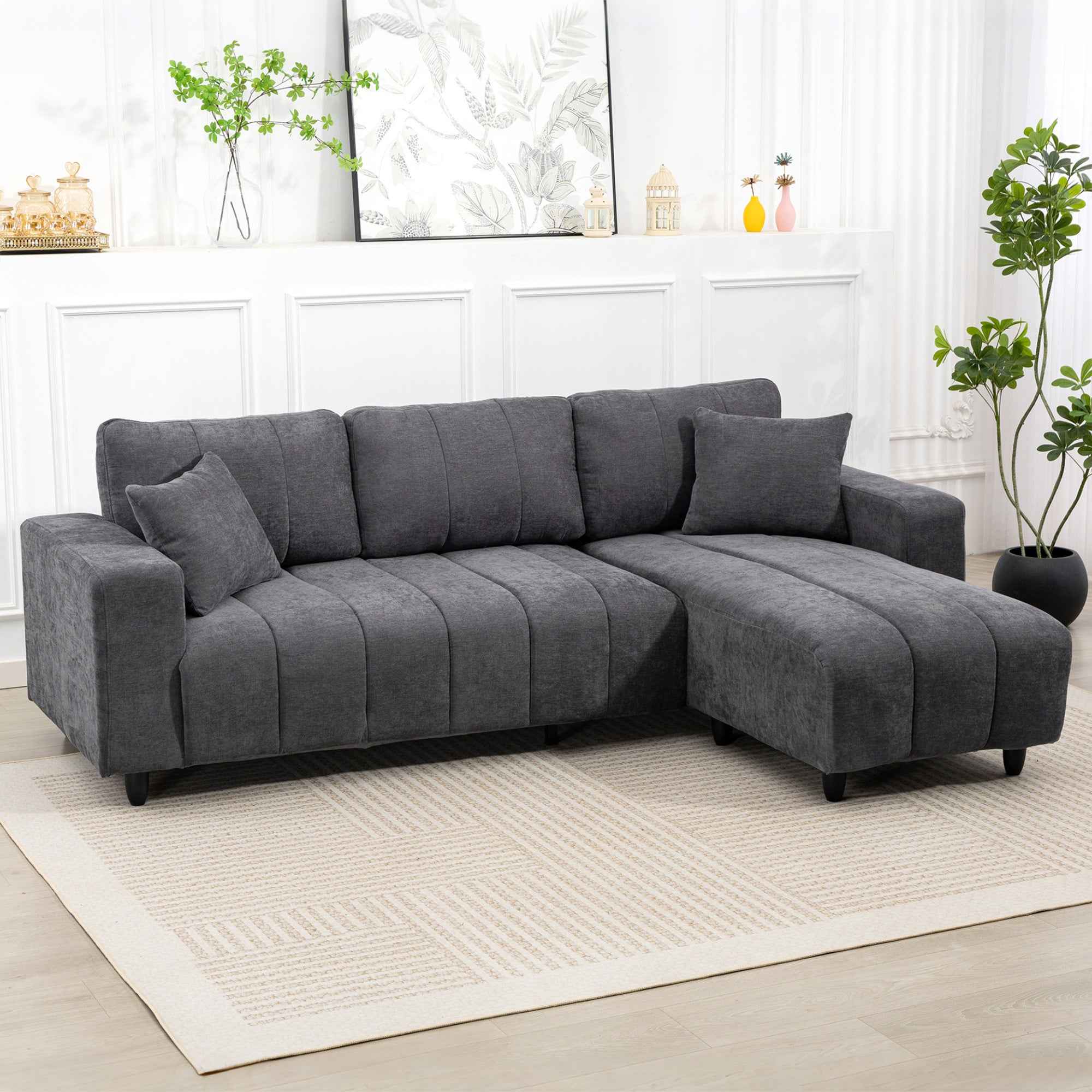 Wilshere Reversible Sectional with Changeable Chaise-Grey