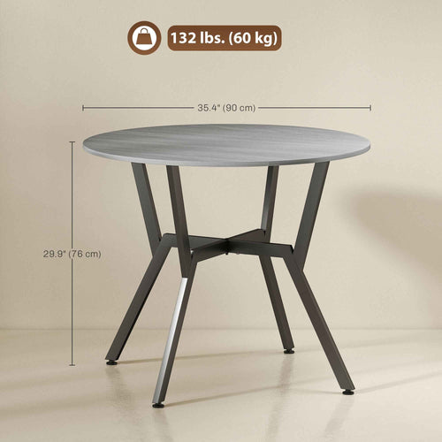 Ainsley 35" Round Dining Table with Steel Frame-Grey