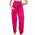 Beaten Gold Cuff Bracelet for Stylish Tie Dye Bali Pants in Pink - Shopthatapp.ca