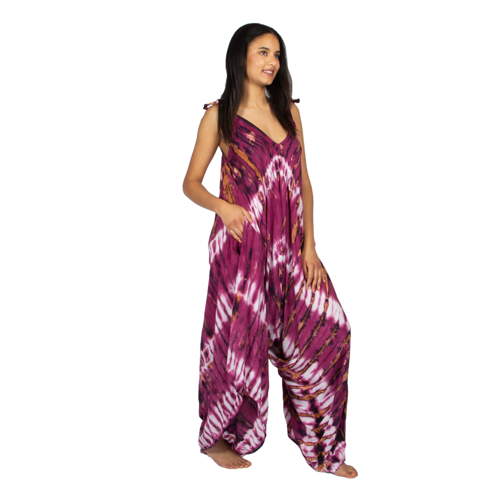 Purple Tie Dye Romper - Hippie Style Chic for Summer Fun - Shopthatapp.ca