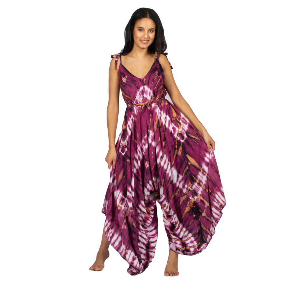 Purple Tie Dye Romper - Hippie Style Chic for Summer Fun - Shopthatapp.ca
