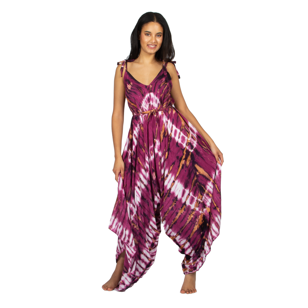 Purple Tie Dye Romper - Hippie Style Chic for Summer Fun - Shopthatapp.ca