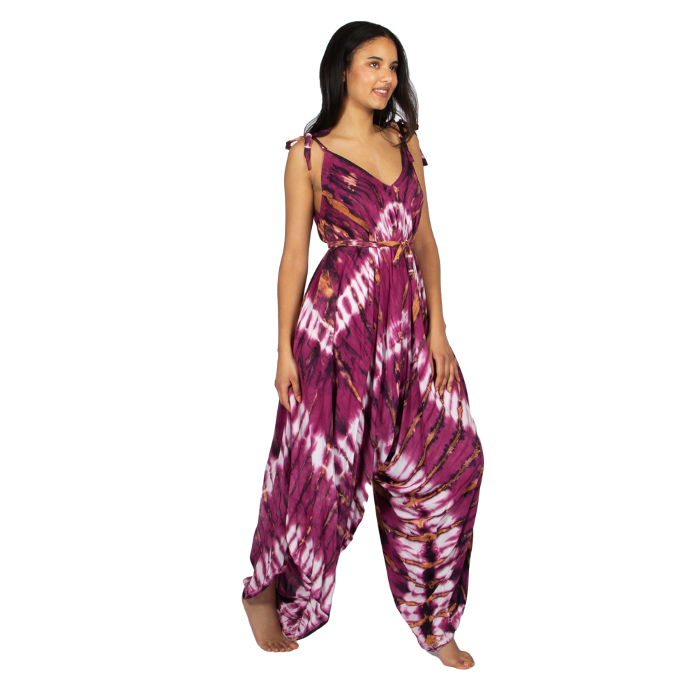 Purple Tie Dye Romper - Hippie Style Chic for Summer Fun - Shopthatapp.ca