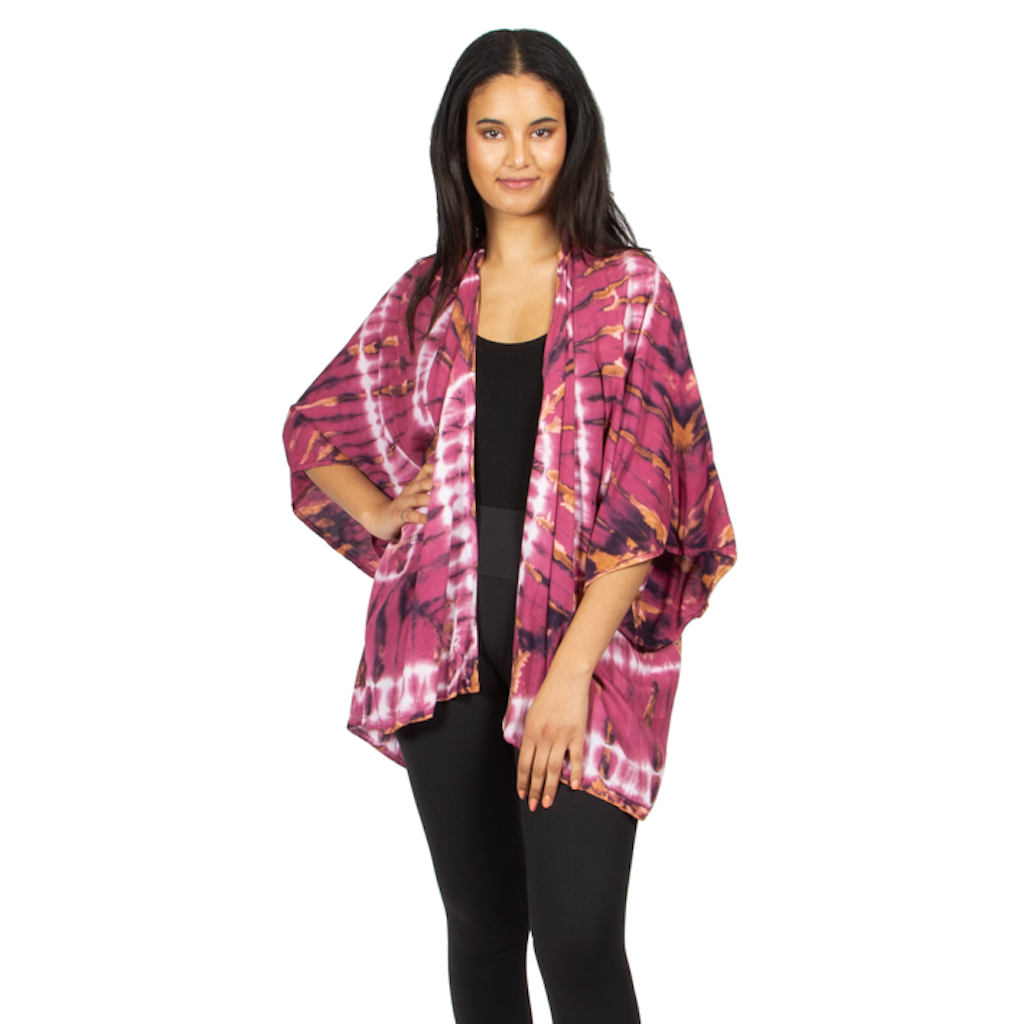 Purple Tie Dye Kimono - Hippie Style Short Kimono for Effortless Boho Vibes - Shopthatapp.ca