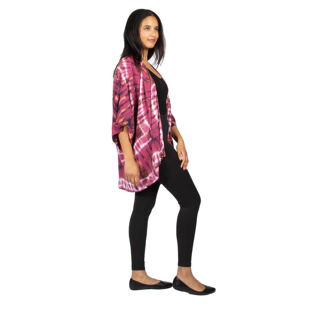 Purple Tie Dye Kimono - Hippie Style Short Kimono for Effortless Boho Vibes - Shopthatapp.ca