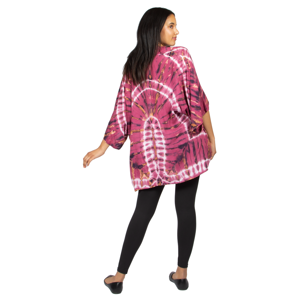Purple Tie Dye Kimono - Hippie Style Short Kimono for Effortless Boho Vibes - Shopthatapp.ca