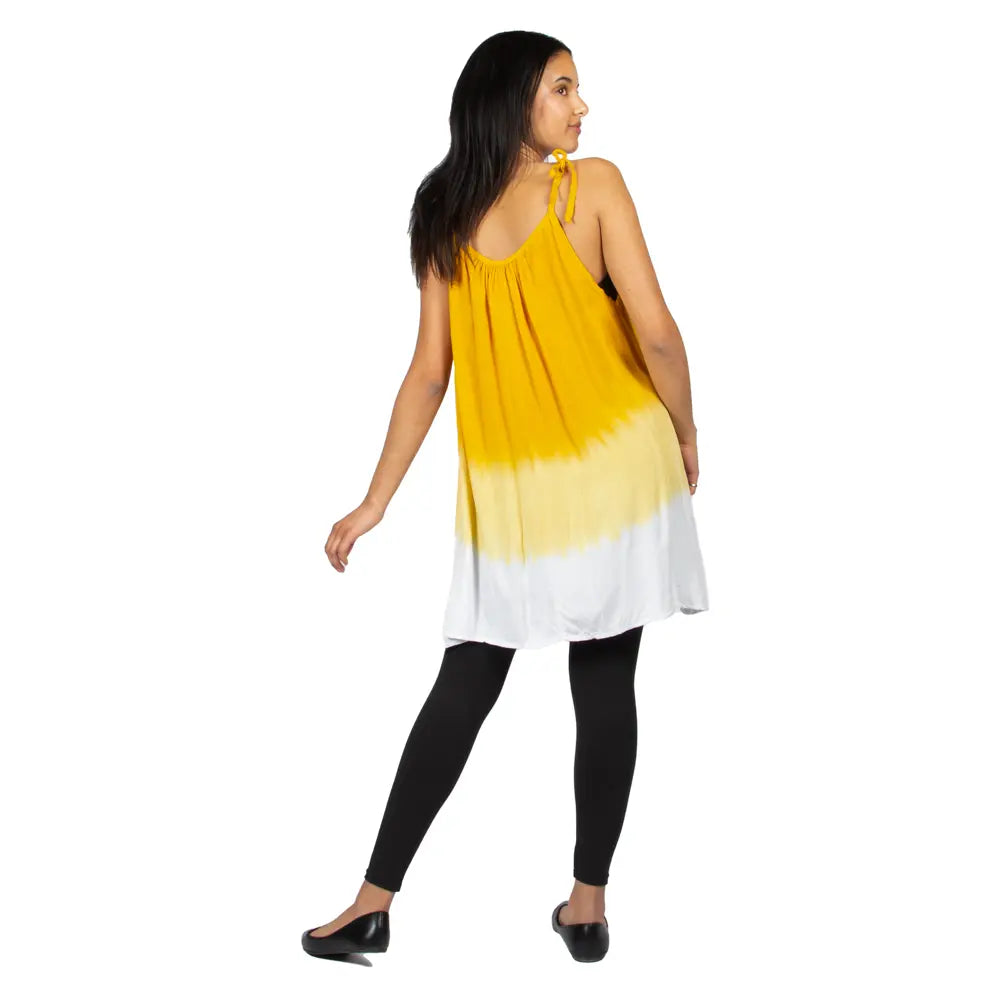 Yellow ombre tank top by Suzie Blue Canada, sleeveless casual top with gradient color design, lightweight and comfortable.