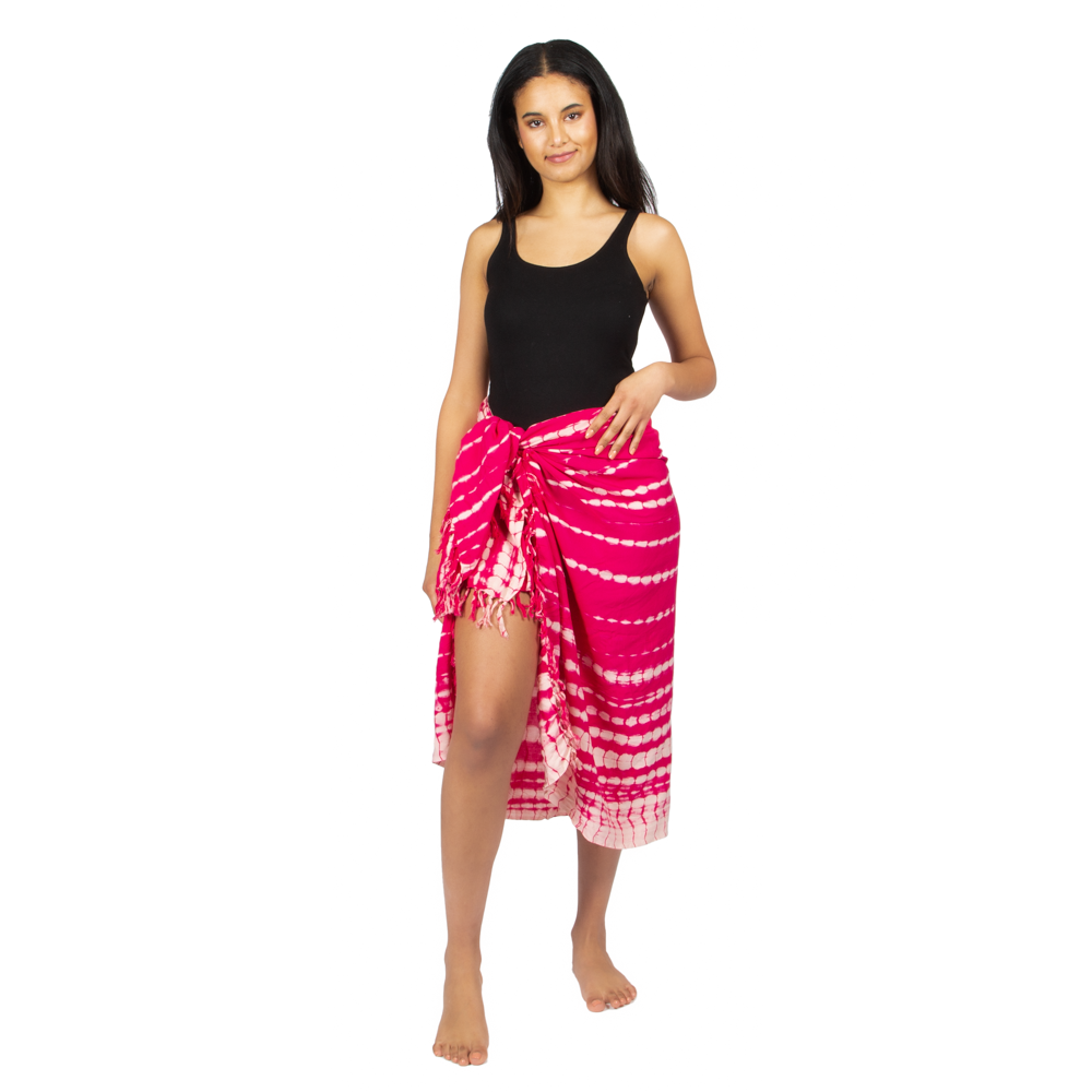 Pink and White Tie Dye Sarong for Beach and Pool Fashion - Shopthatapp.ca