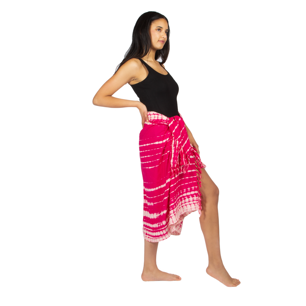 Pink and White Tie Dye Sarong for Beach and Pool Fashion - Shopthatapp.ca