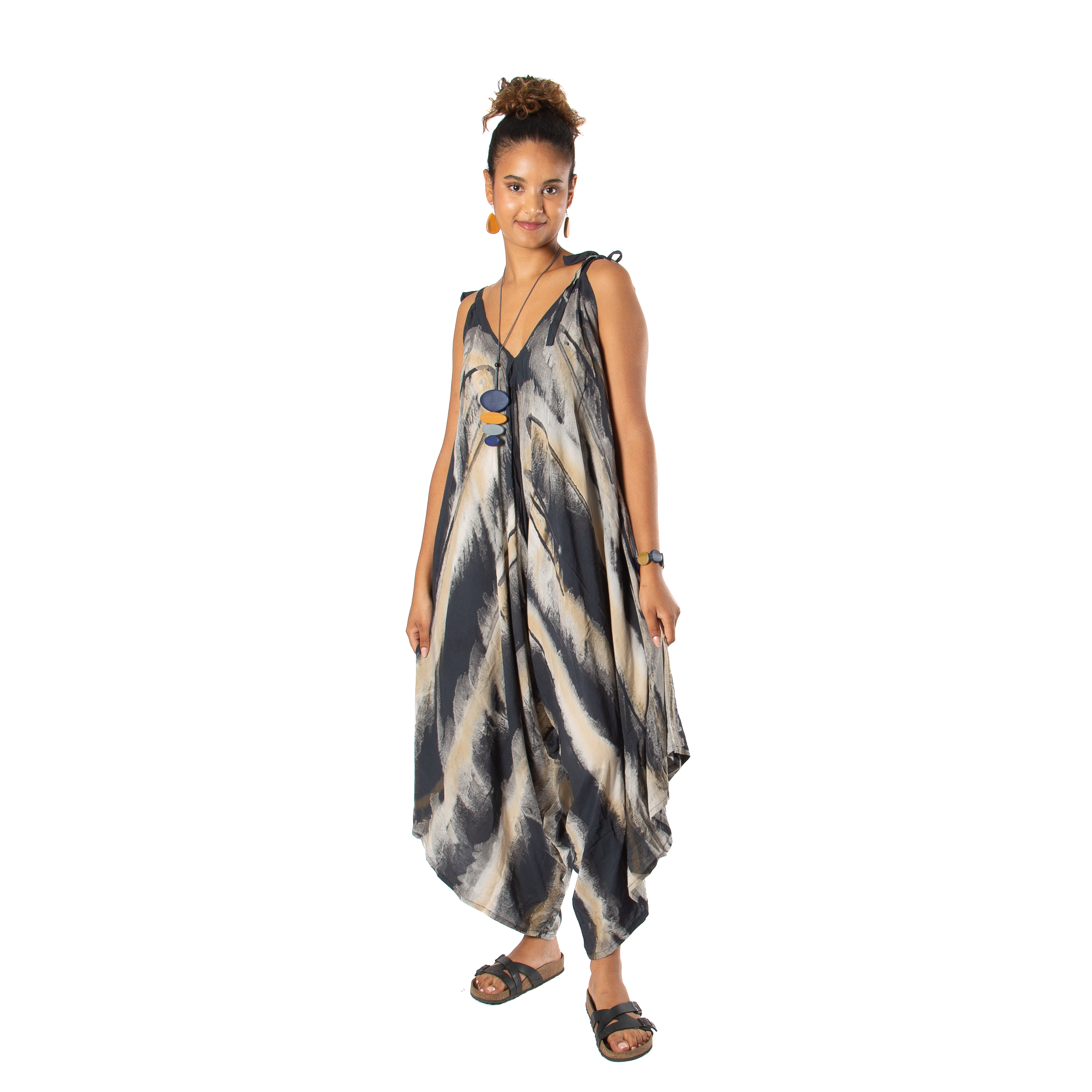 Long Daisy Necklace – Elegant Floral Jewelry for Any Occasion and Abstract Tie Dye Romper - Shopthatapp.ca