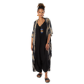 Abstract Tie Dye Kimono - Grey & Gold Long Kimono for Stylish Layering - Shopthatapp.ca