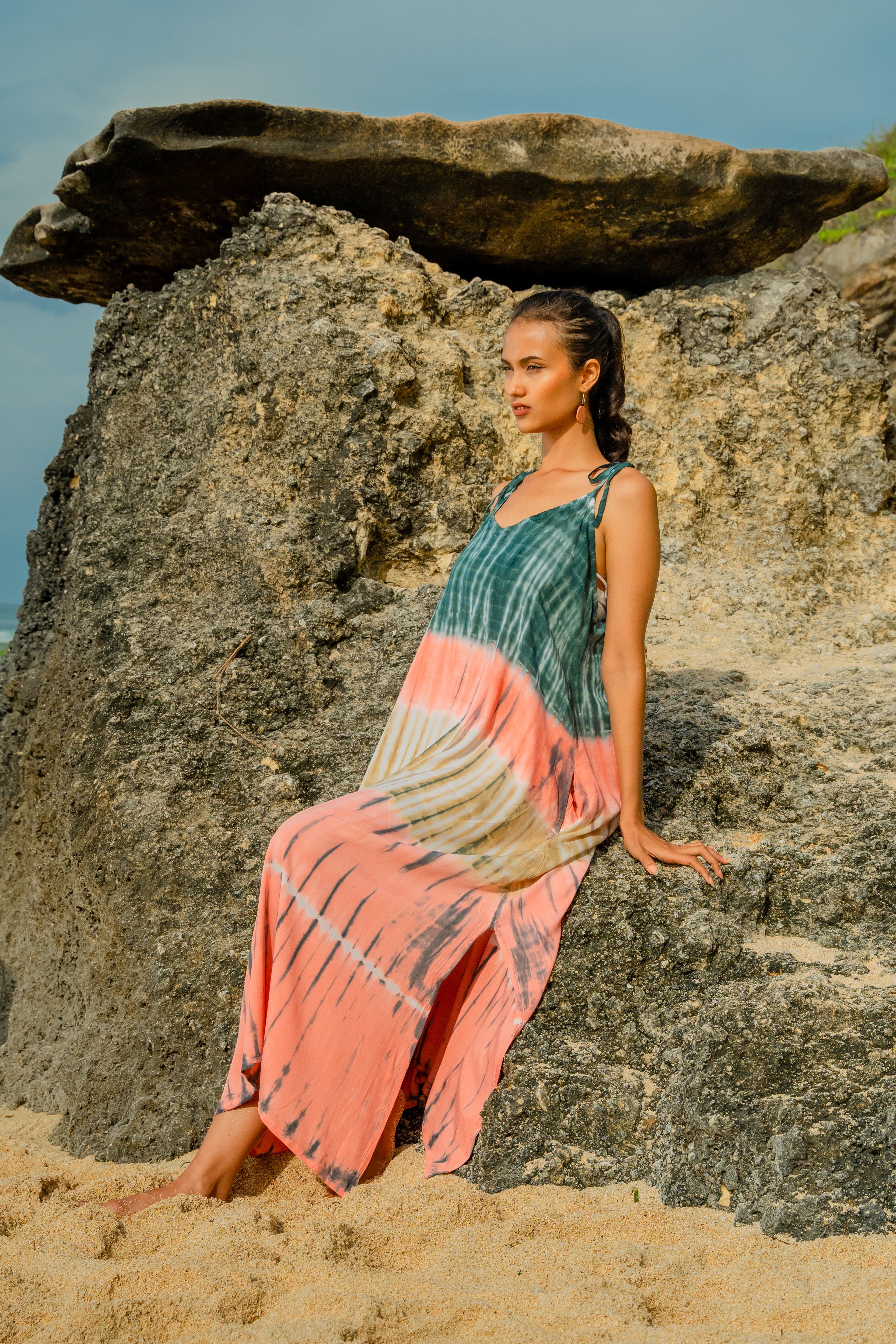 Tie Dye Stripe Dress - Pink & Grey - Shopthatapp.ca