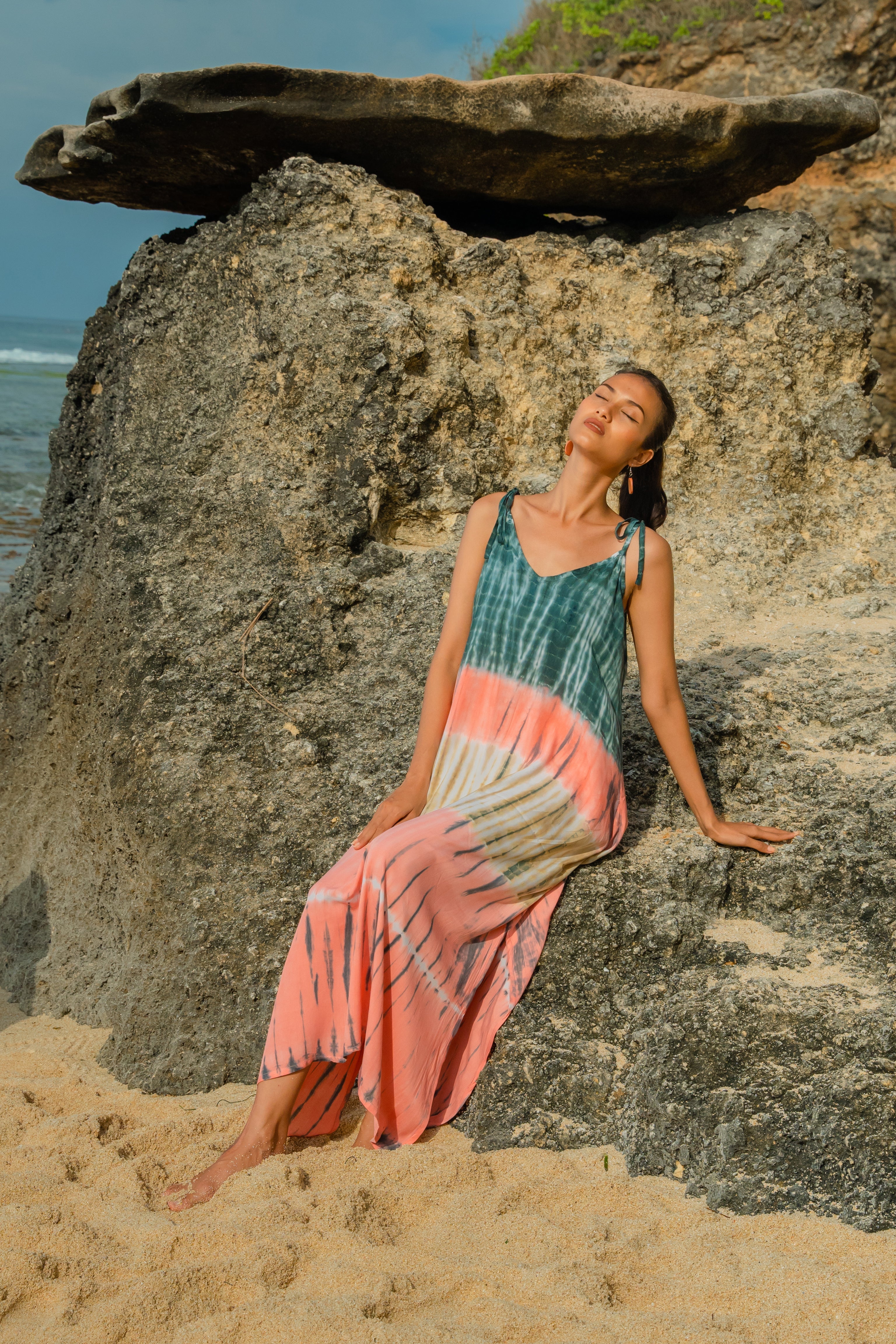Tie Dye Stripe Dress - Pink & Grey - Shopthatapp.ca