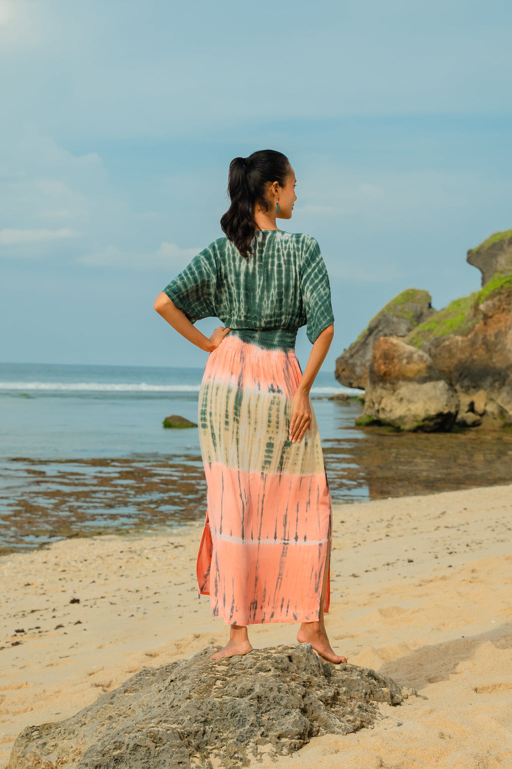 Tie Dye Stripe Maxi Dress in Pink & Grey - Stylish Tie Dye Maxi Dress for Every Occasion - Shopthatapp.ca