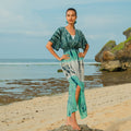Tie Dye Stripe Maxi Dress - Turquoise & Grey - Shopthatapp.ca