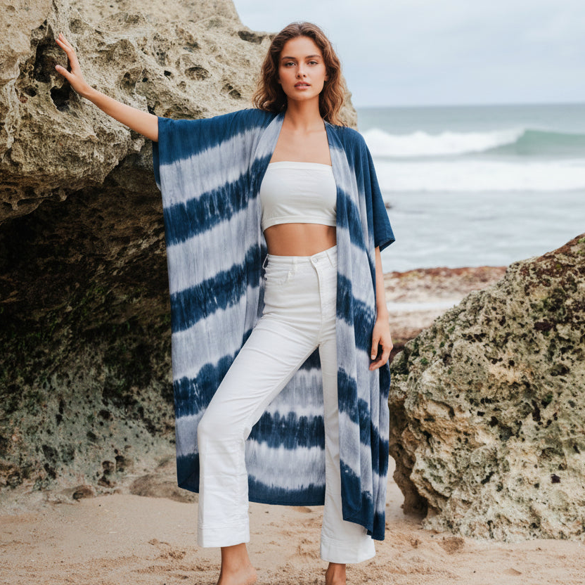 Stripey Monochrome Kimono - Chic and Versatile Fashion Statement - Shopthatapp.ca