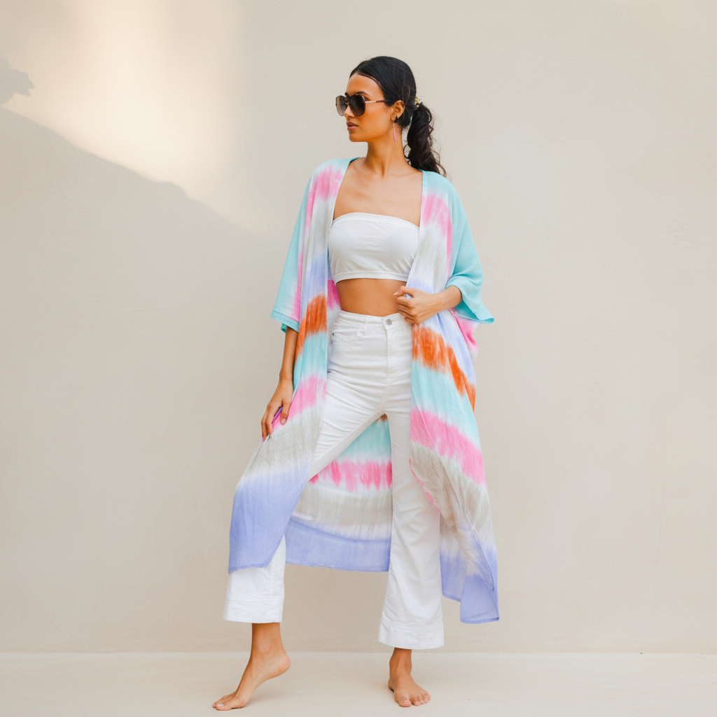 Rainbow Stripe Kimono - Vibrant and Stylish Outerwear - Shopthatapp.ca